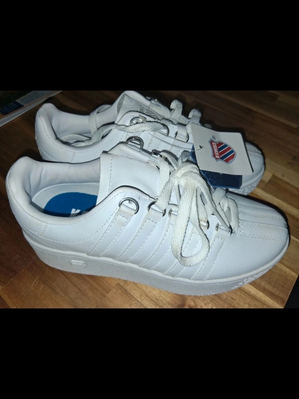 K-Swiss Women's All-White Lace-Up Athletic Sneakers